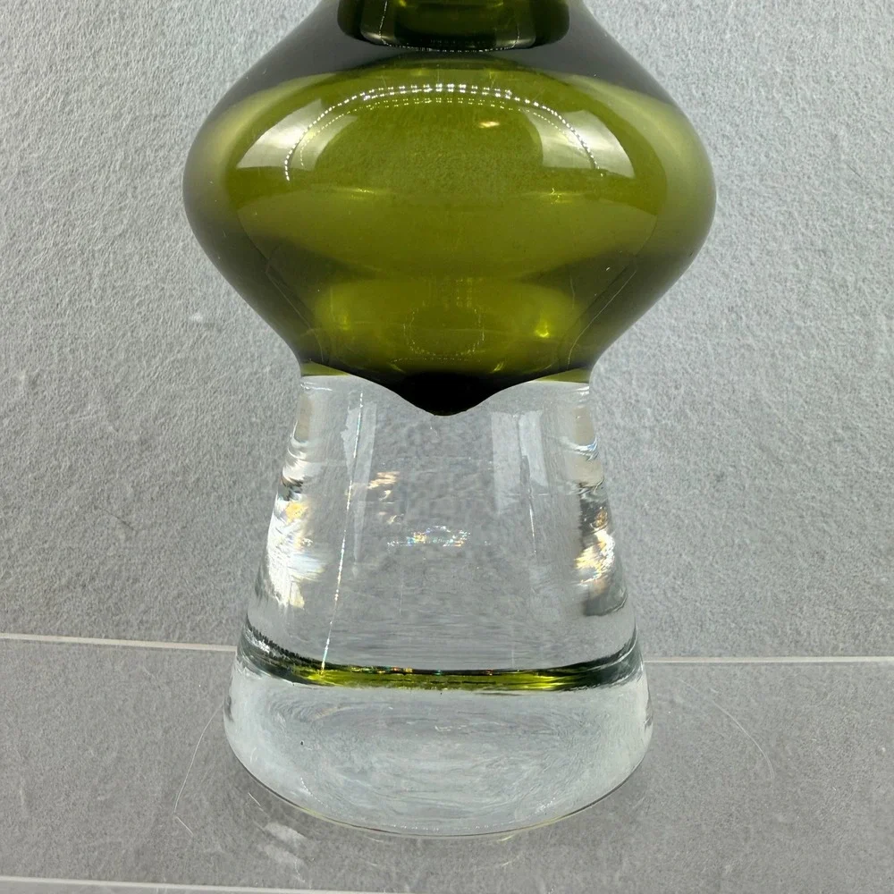 VTG‎ Marquis by Waterford Olive Green Art Glass Vase Modernist 17